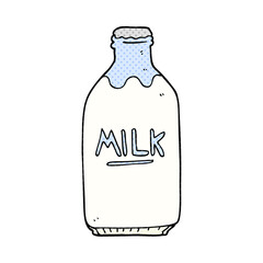 freehand drawn cartoon milk bottle