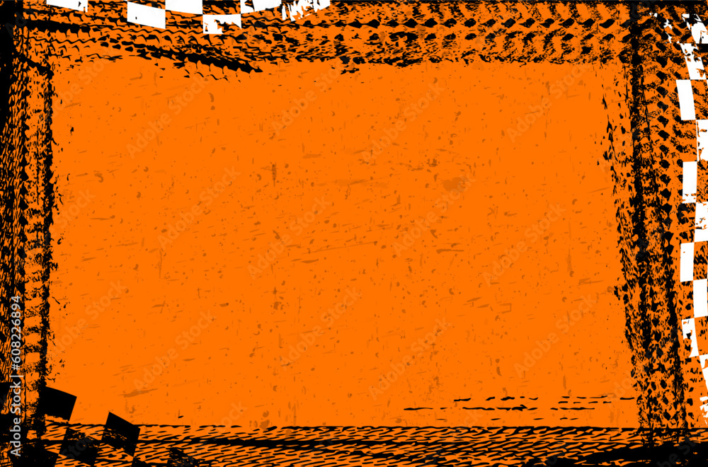 Poster grungy background frame with abstract tire tracks