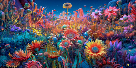 Obraz na płótnie Canvas flowers wallpaper Colorful background 6k - Generative AI