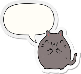 happy cartoon cat with speech bubble sticker