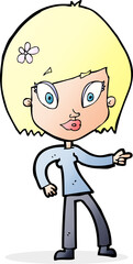 cartoon pretty woman pointing