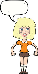 cartoon girl fight with speech bubble