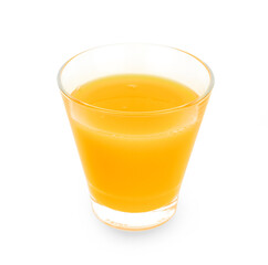 glass of orange juice on white background.