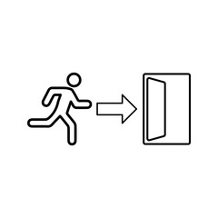 Emergency exit, escape route sign icon color editable