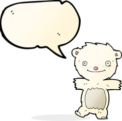 cartoon polar bear cub with speech bubble
