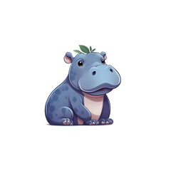 Majestic Hippopotamus: Enchanting 2D Artwork