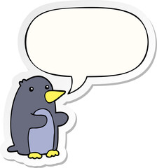 cartoon penguin with speech bubble sticker
