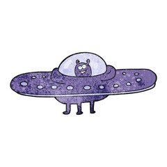 freehand textured cartoon flying saucer