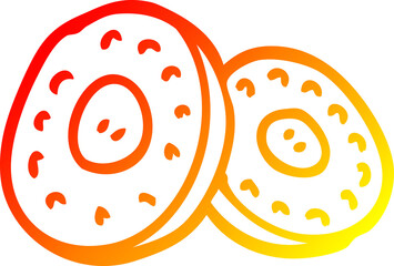 warm gradient line drawing of a cartoon two silver coins