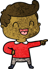 cartoon happy man pointing
