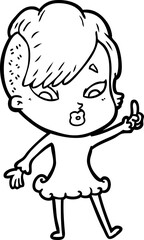 Obraz premium cartoon surprised girl pointing