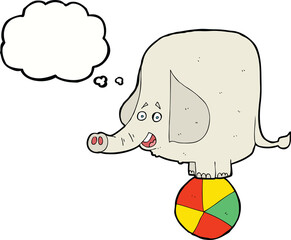 cartoon circus elephant with thought bubble