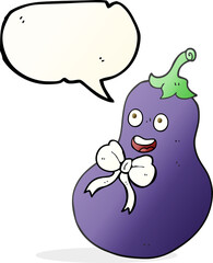 freehand drawn speech bubble cartoon eggplant