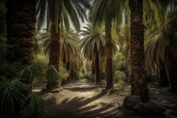 Obraz na płótnie Canvas Ai generated illustration of palm forest