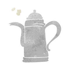 freehand retro cartoon coffee kettle