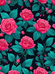 Seamless pattern with flowers. A pattern of roses. Generative A.I