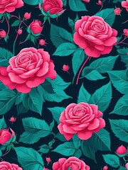 Seamless pattern with flowers. A pattern of roses. Generative A.I