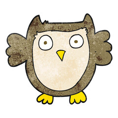 freehand textured cartoon owl