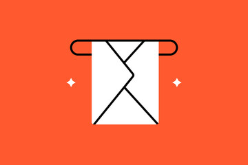 Vector letter illustration in flat design style, geometric message icon.