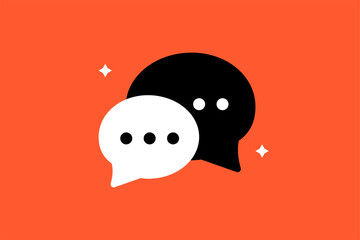 Vector chatting illustration in flat design style, geometric texting icon.