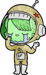 cartoon crying astronaut girl