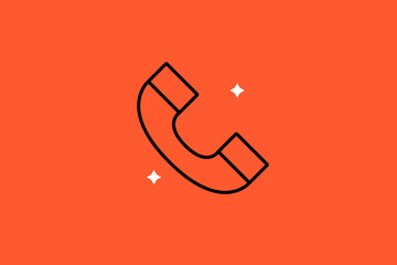 Vector telephone illustration in flat design style, geometric contact icon.