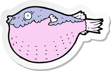 sticker of a cartoon blowfish