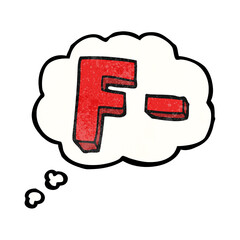 freehand drawn thought bubble textured cartoon F grade