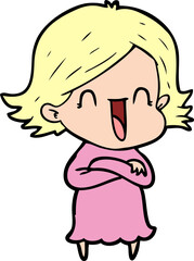 cartoon happy woman
