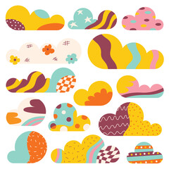 Clouds vector illustration hippie and colorful style easy to edit color