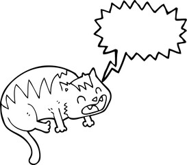 freehand drawn speech bubble cartoon cat