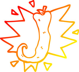 warm gradient line drawing of a cartoon red hot chili