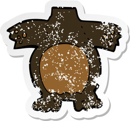 retro distressed sticker of a cartoon black bear body