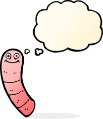 cartoon worm with thought bubble