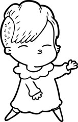 cartoon squinting girl