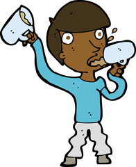 cartoon man drinking beer