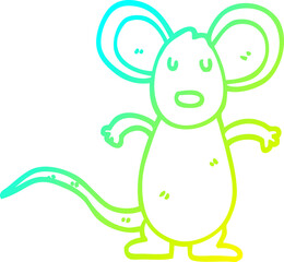 cold gradient line drawing of a cartoon mouse rat