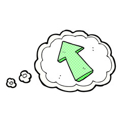 freehand drawn thought bubble cartoon pointing arrow