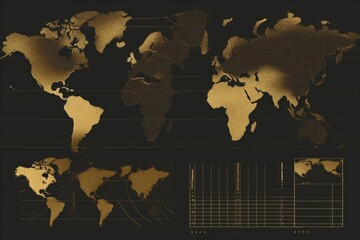 Global world charts map, drawn in vector style. Beautiful illustration picture. Generative AI