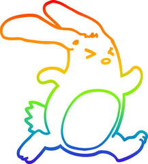 Fototapeta premium rainbow gradient line drawing of a cartoon rabbit