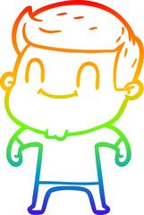 rainbow gradient line drawing of a cartoon friendly man