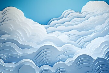 Abstract blue background with a white cloud pattern, Generative ai