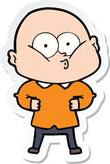 sticker of a cartoon bald man staring