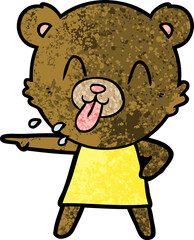 rude cartoon bear pointing