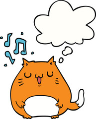 cartoon cat singing with thought bubble