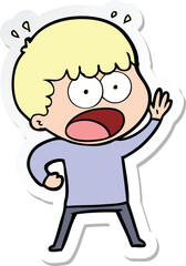 sticker of a cartoon shocked man