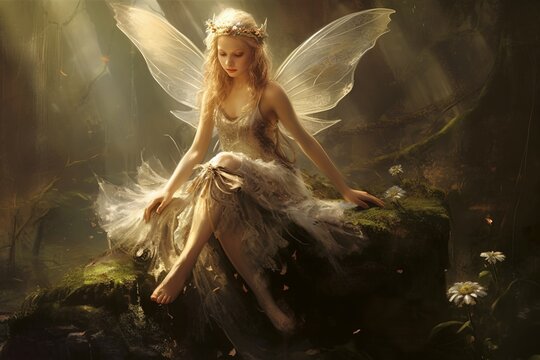 Fairy, a supernatural being with wings. Beautiful illustration picture. Generative AI