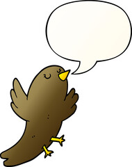 cartoon bird with speech bubble in smooth gradient style
