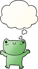 Fototapeta premium cartoon frog with thought bubble in smooth gradient style