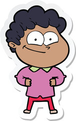 sticker of a cartoon happy man